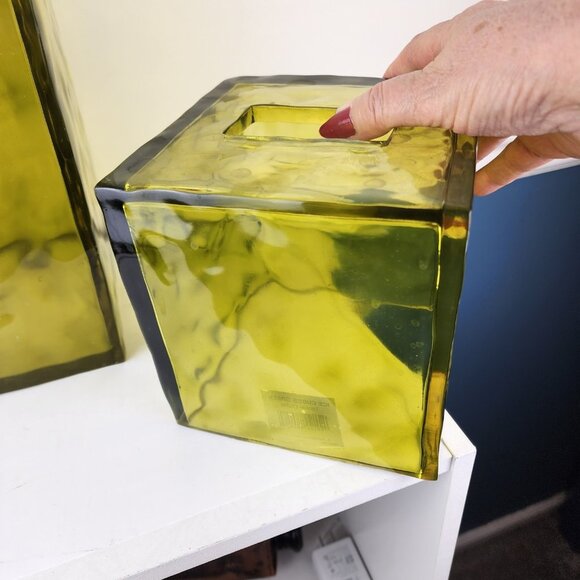 Ice Cubes Green Acrylic Bathroom Waste Basket Tissues Soap Dish Toothbrush Cup - Picture 8 of 10